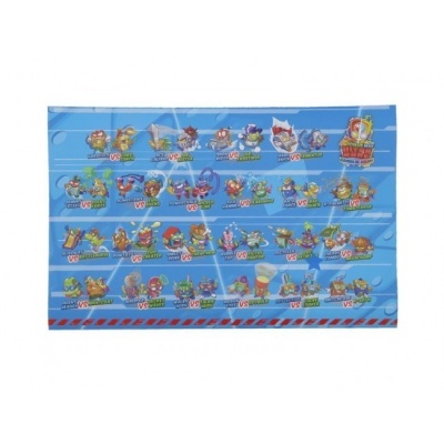 Cartaz azul com várias figuras coloridas de personagens em confronto e selo NIVEL 3