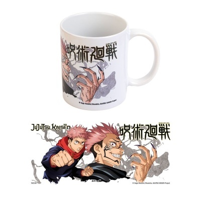 Caneca branca de cerâmica com design do anime Jujutsu Kaisen