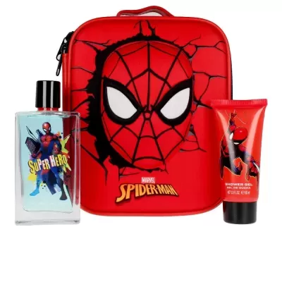 Conjunto Spider-Man com estojo vermelho, perfume e gel de banho.