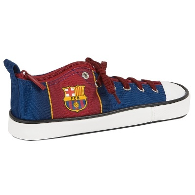 Estojo em forma de sapato azul e grená com escudo FC Barcelona