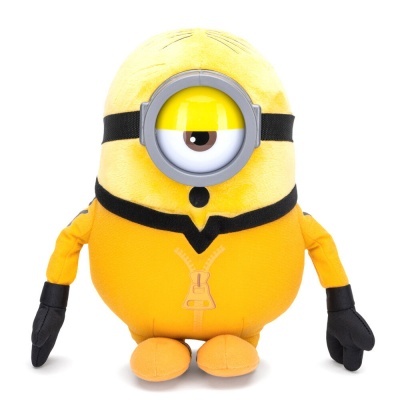 Pelúcia de Minion amarelo com um olho e roupa laranja