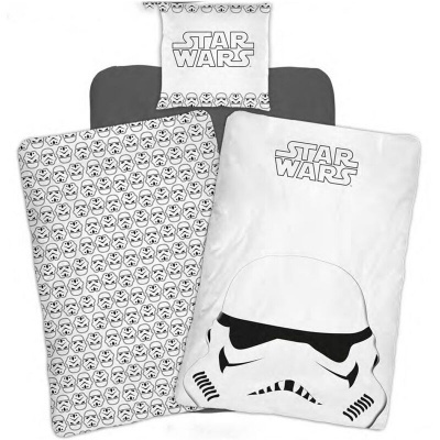 Conjunto de cama Star Wars com padrão e capacete Stormtrooper em preto e branco