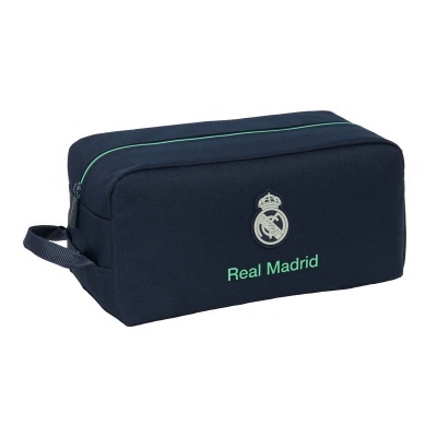 Necessaire azul escuro do Real Madrid com fecho verde claro