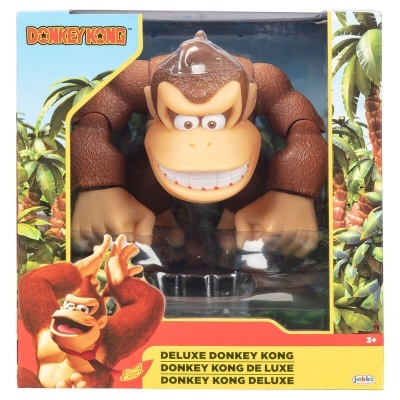 Figura de ação Donkey Kong deluxe na caixa com tema de selva tropical
