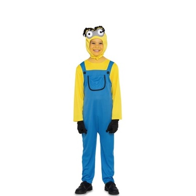Fato infantil de Minion com macacão azul e camiseta amarela