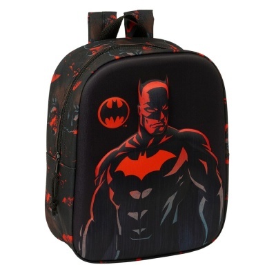 Mochila preta com estampa do Batman em vermelho