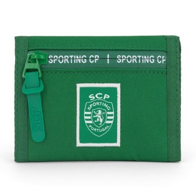 Carteira verde do Sporting Clube de Portugal com fecho de correr e emblema bordado