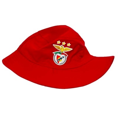 Chapéu vermelho tipo pescador com emblema do Benfica