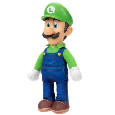 Boneco de pelúcia do Luigi com chapéu verde e jardineiras azuis
