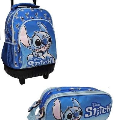 Mochila e estojo azul com estampado do Stitch da Disney