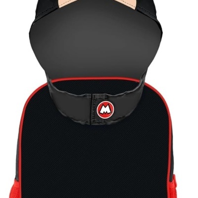 Mochila infantil Mickey Mouse preta e vermelha com alças pretas