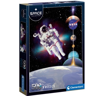 Caixa de puzzle Clementoni SPACE com 500 peças e imagem de astronauta no espaço