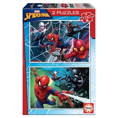 Caixa de puzzles Marvel Spider-Man com duas imagens diferentes de Spider-Man