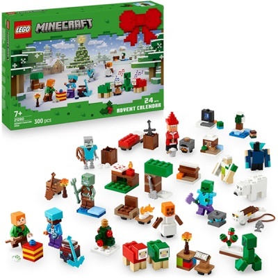 Calendário Advento LEGO Minecraft com figuras e acessórios coloridos