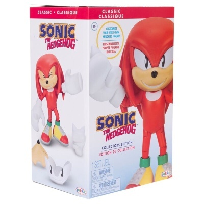 Caixa de brinquedo Sonic the Hedgehog Classic com figura vermelha de Knuckles.
