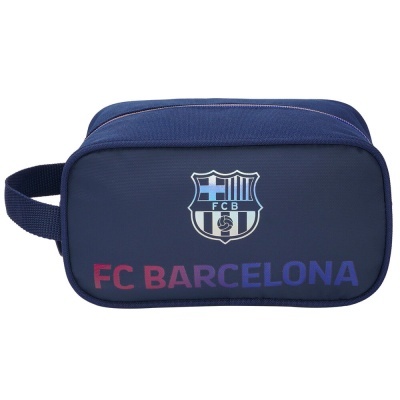 Bolsa azul com logótipo do FC Barcelona e texto FC BARCELONA