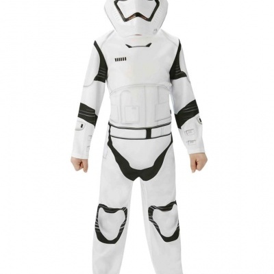 fato de criança Stormtrooper branco com detalhes pretos
