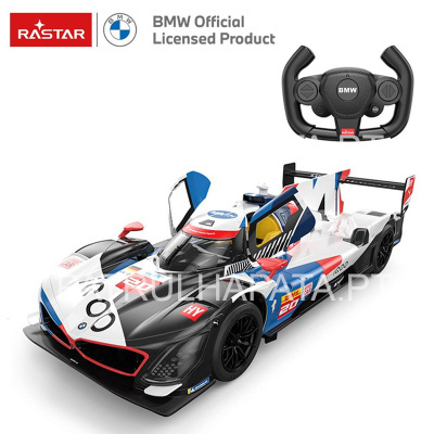 Carro de corrida BMW de controle remoto com volante e logotipos oficiais