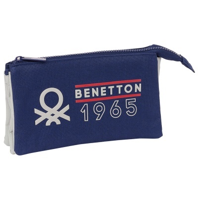 Estojo azul escuro com o logotipo Benetton e números 1965
