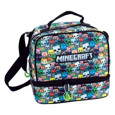 Mochila Minecraft colorida com personagens e texto MINECRAFT