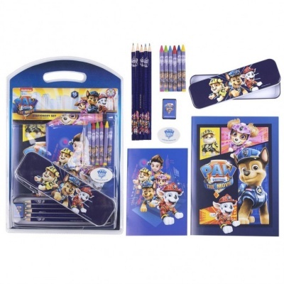 Conjunto material escolar PAW PATROL com lápis, cadernos e estojo azul com personagens