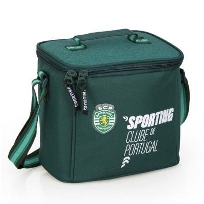 Mala térmica verde Sporting Clube de Portugal com logótipo e texto branco