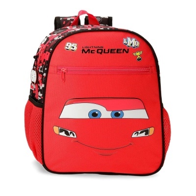 Mochila vermelha para crianças com estampa do personagem Lightning McQueen de Cars