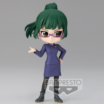 Figura colecionável de anime com cabelo verde e roupa roxa