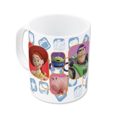 Caneca Toy Story com personagens Jessie, Buzz Lightyear, alienígena e porco Hamm