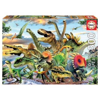 Caixa de puzzle EDUCA 500 peças com ilustração de dinossauros