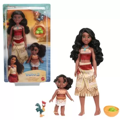 Conjunto de bonecas Vaiana 2 com Vaiana, Sina, brinquedo de galo e tigela com frutas verdes