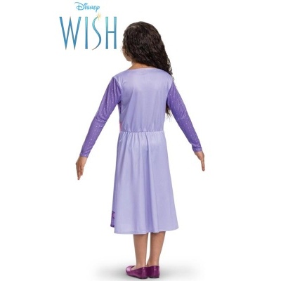 Vestido infantil Disney Wish lilás com manga comprida roxa