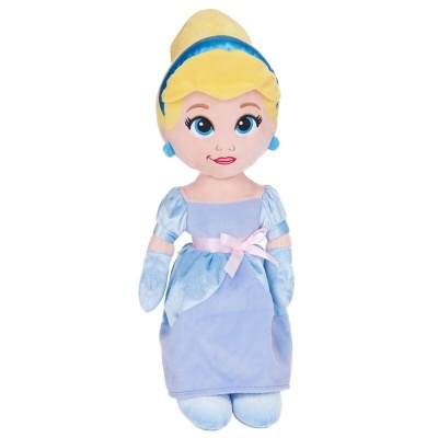 Boneca de peluche da princesa Cinderela vestida de azul e lilás