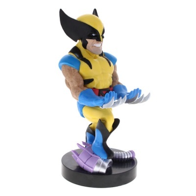 Figura colecionável do personagem Wolverine em traje amarelo e azul