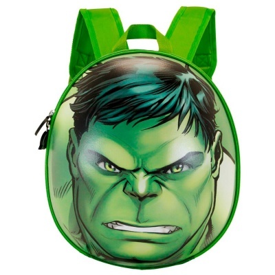 Mochila infantil verde com rosto do Hulk estampado