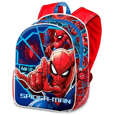 Mochila infantil Spider-Man vermelha e azul com fecho de correr