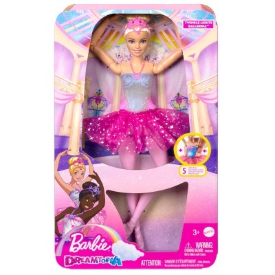 Boneca Barbie bailarina em embalagem colorida com tema de teatro