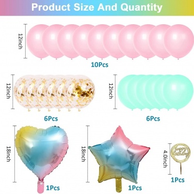 Conjunto de balões coloridos para festa com várias formas e tamanhos