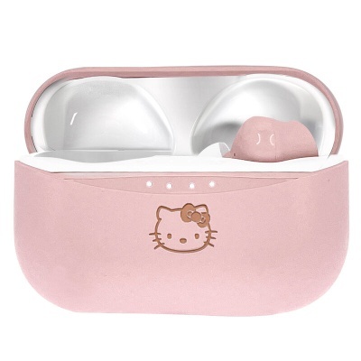 Estojo de auscultadores cor-de-rosa com personagem Hello Kitty