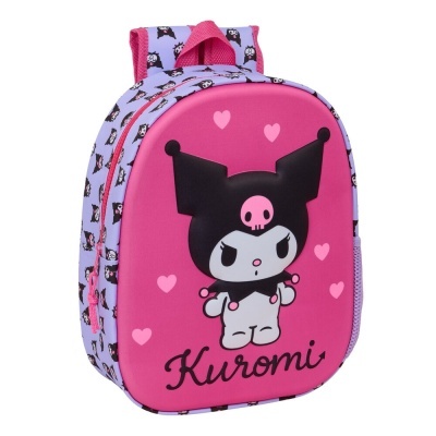 Mochila infantil rosa com estampa Kuromi e corações