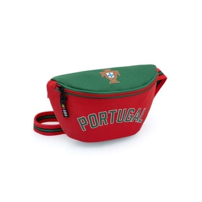 Bolsa pochete vermelha e verde com palavra PORTUGAL e escudo