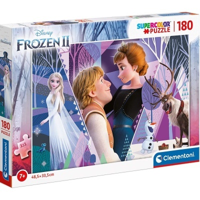 Caixa de puzzle Frozen II com personagens animados e neve
