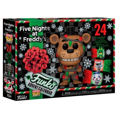 Caixa Funko Pop! Advent Calendar Five Nights at Freddy's com figura de Freddy e decoração de Natal