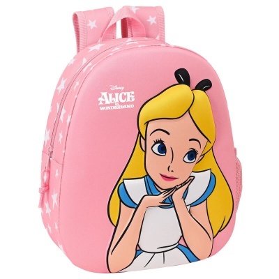 Mochila rosa com estampa da Alice de Alice no País das Maravilhas
