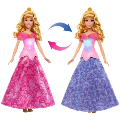 Bonecas de princesa com vestidos rosa e azul e coroas douradas
