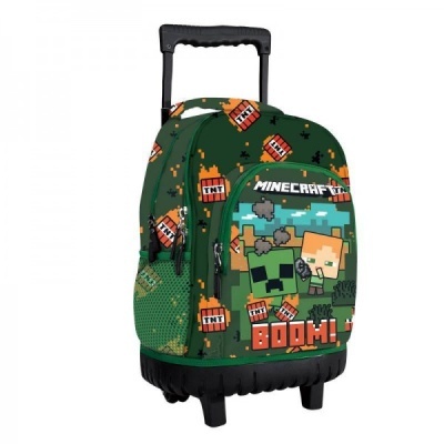 Mochila de carrinho Minecraft verde com estampas e texto