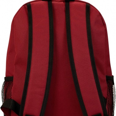 Mochila vermelha com alças pretas acolchoadas