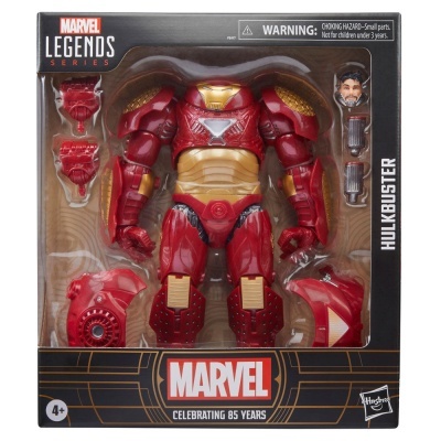 Figura de ação Marvel Hulkbuster vermelha e dourada em embalagem original.