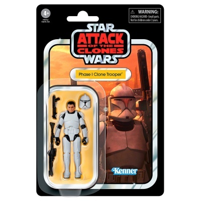 Figura de ação Phase I Clone Trooper Star Wars Kenner em embalagem blister