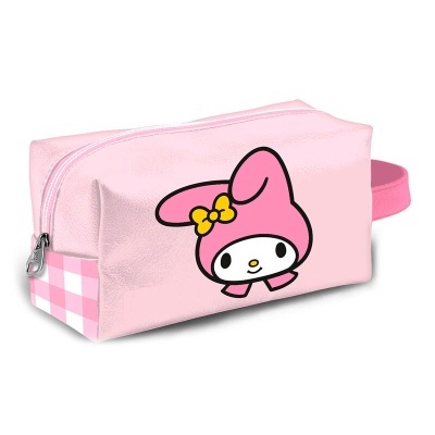 Necessaire rosa com estampa da My Melody e padrão xadrez